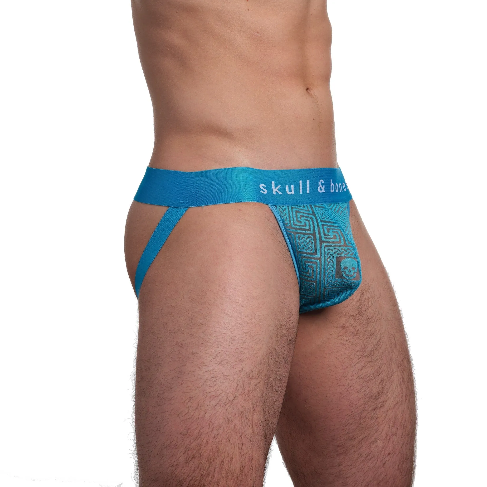 Roman Tile Burnout Jockstrap Neon Blue