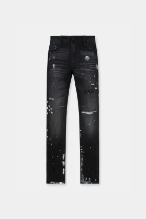 RTA DISTRESSED CHARCOAL PAINT JEANS