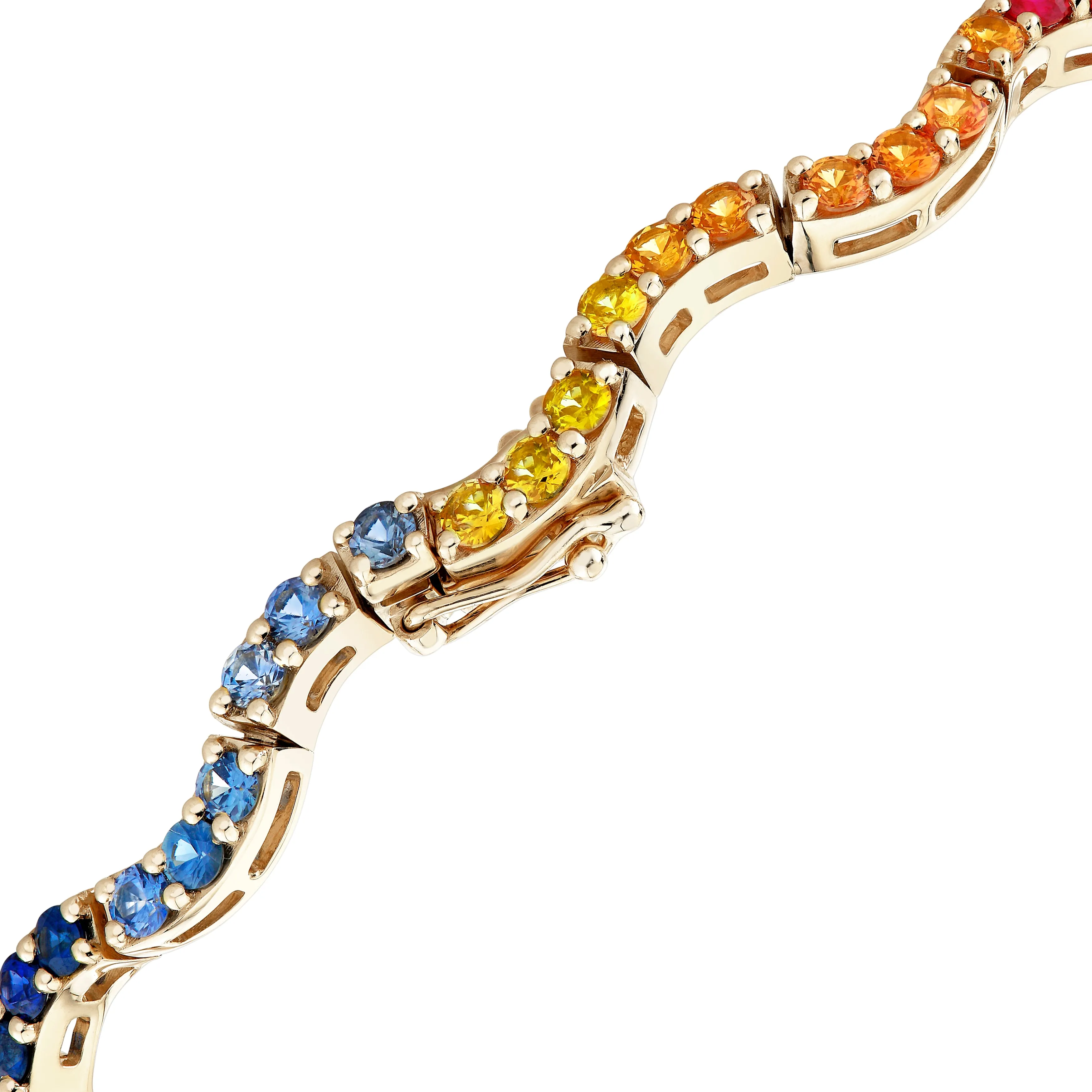 Scallop Rainbow Sapphire Tennis Bracelet