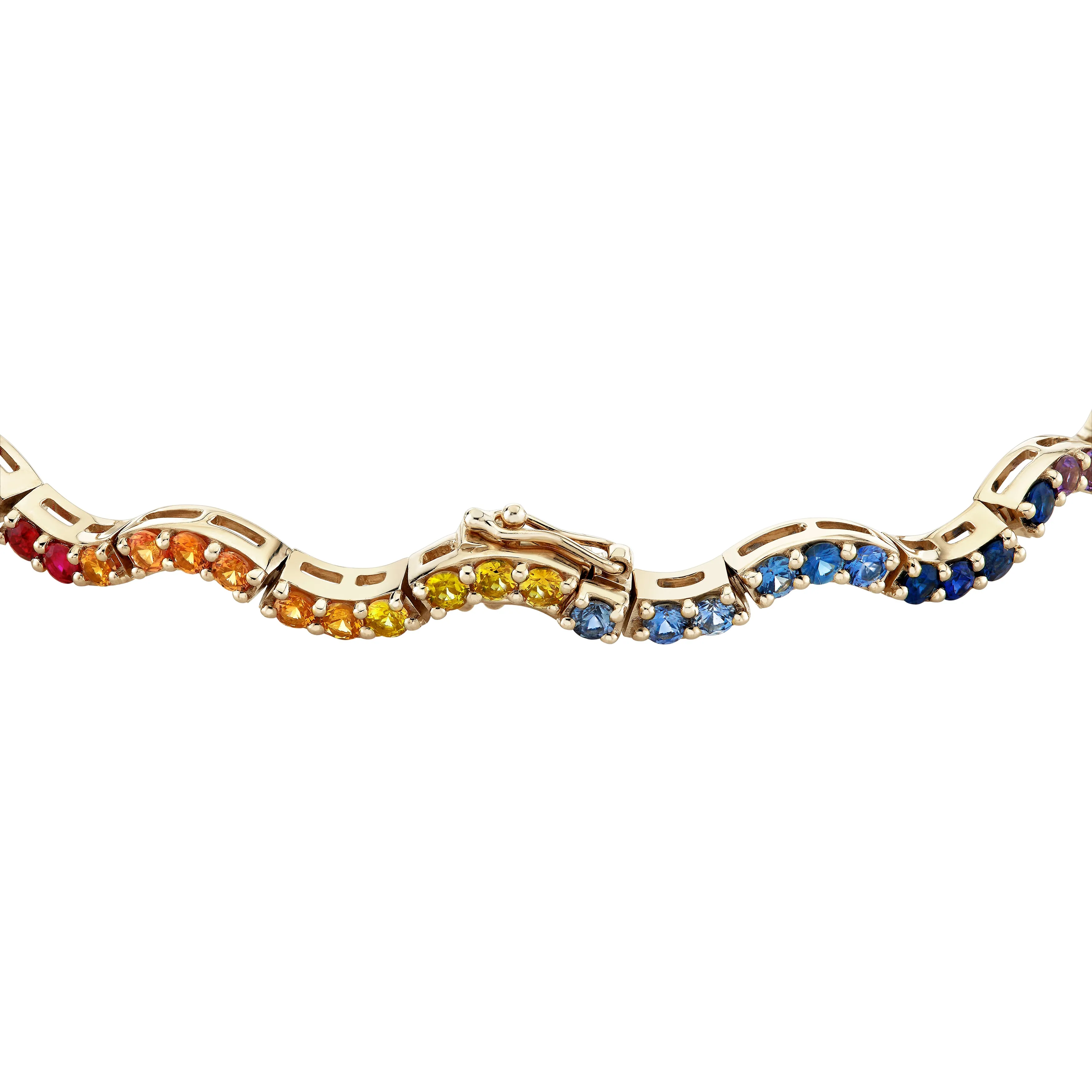 Scallop Rainbow Sapphire Tennis Bracelet