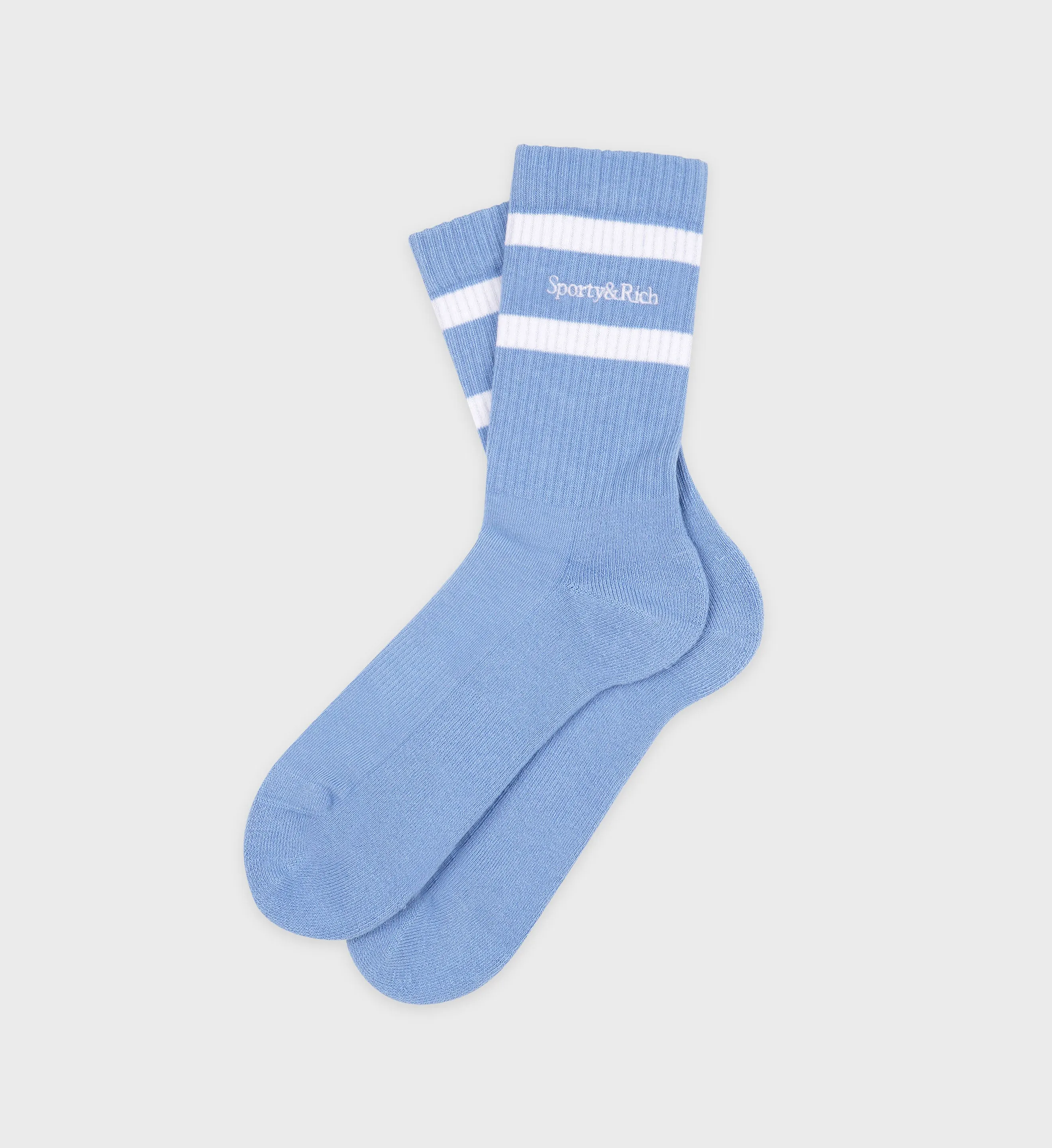 Serif Logo Socks - Sky Blue/White