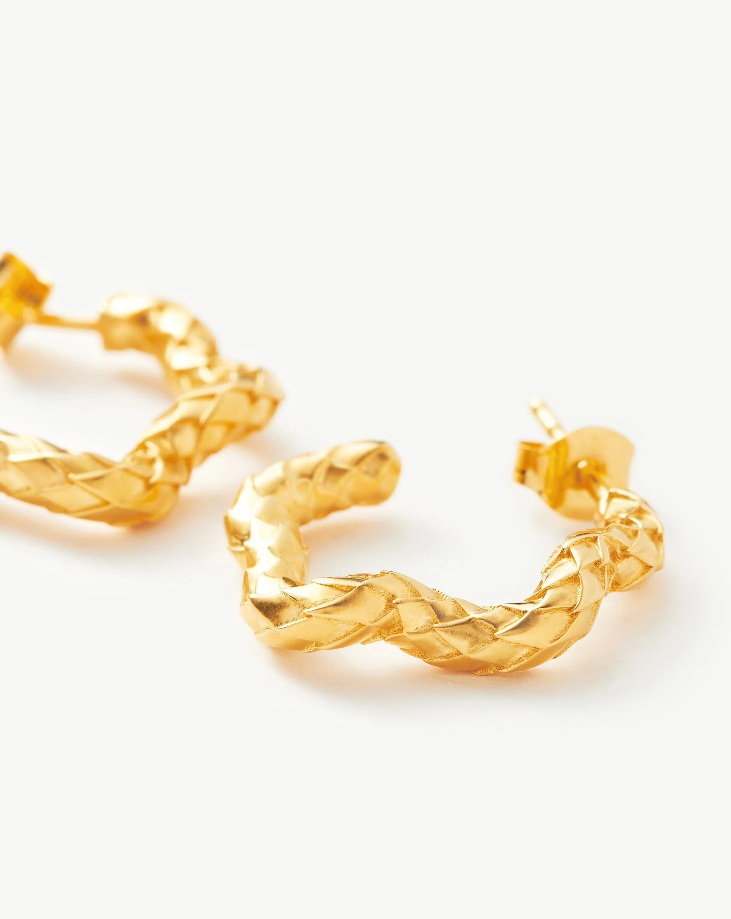 Serpent Textured Squiggle Mini Hoop Earrings | 18k Gold Plated Vermeil