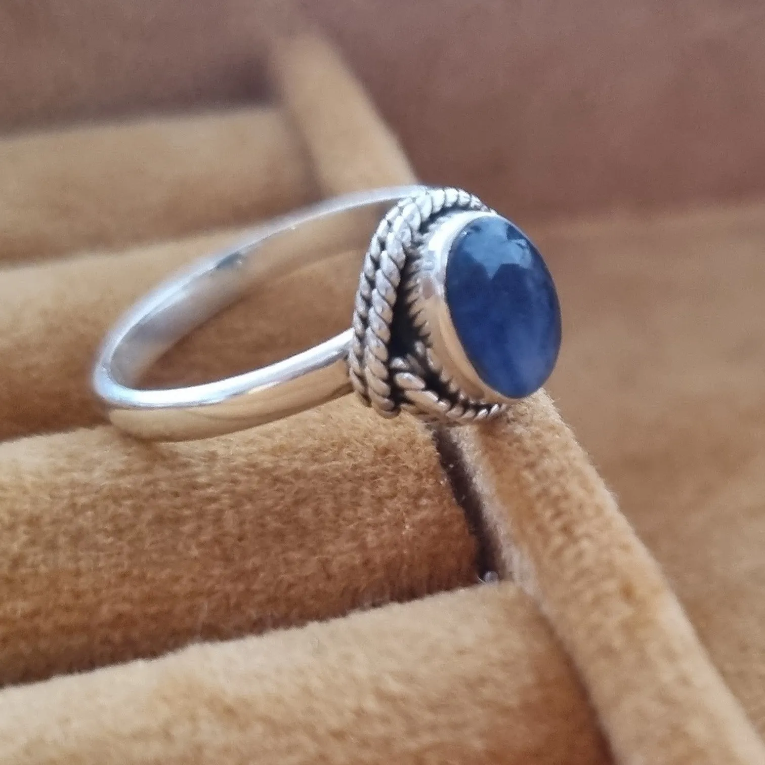 Silver ring - Blue agate