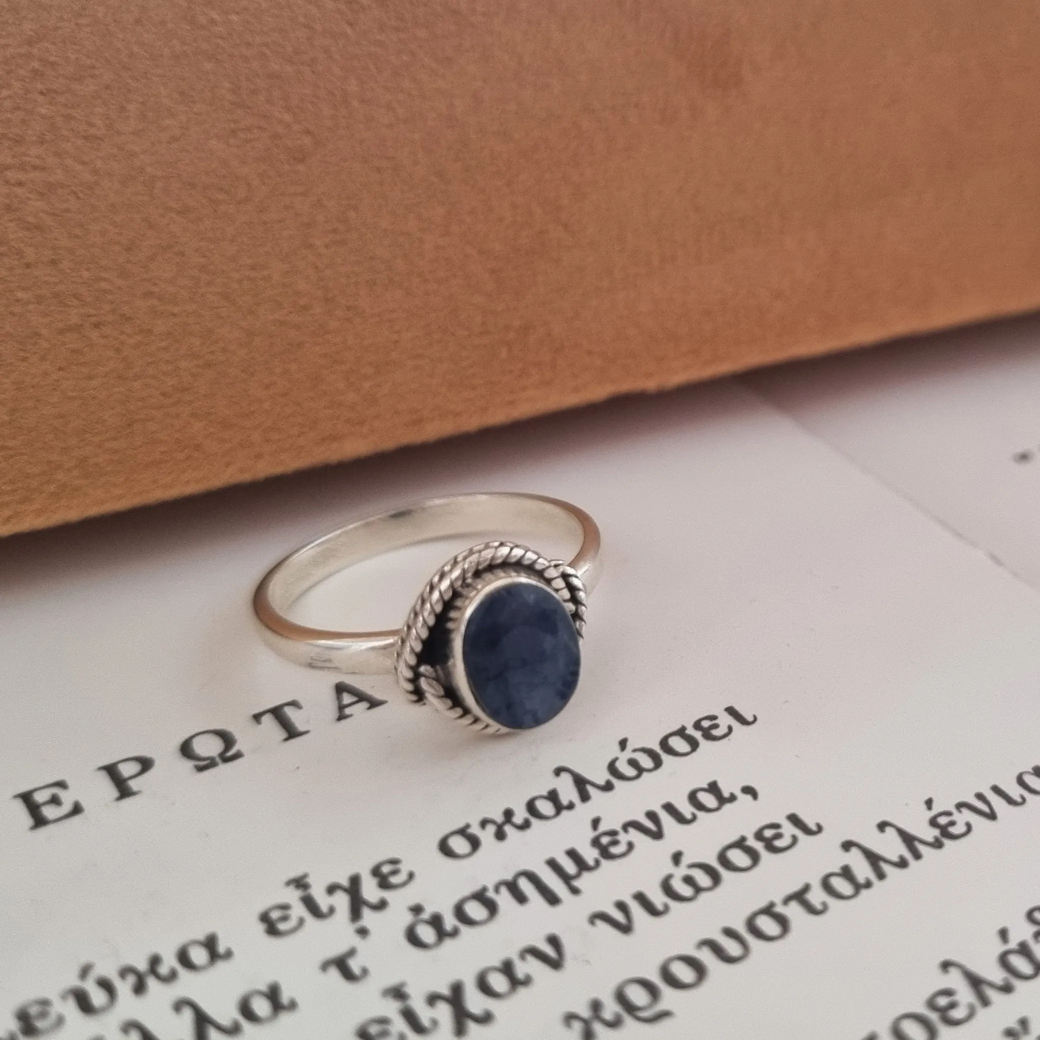 Silver ring - Blue agate