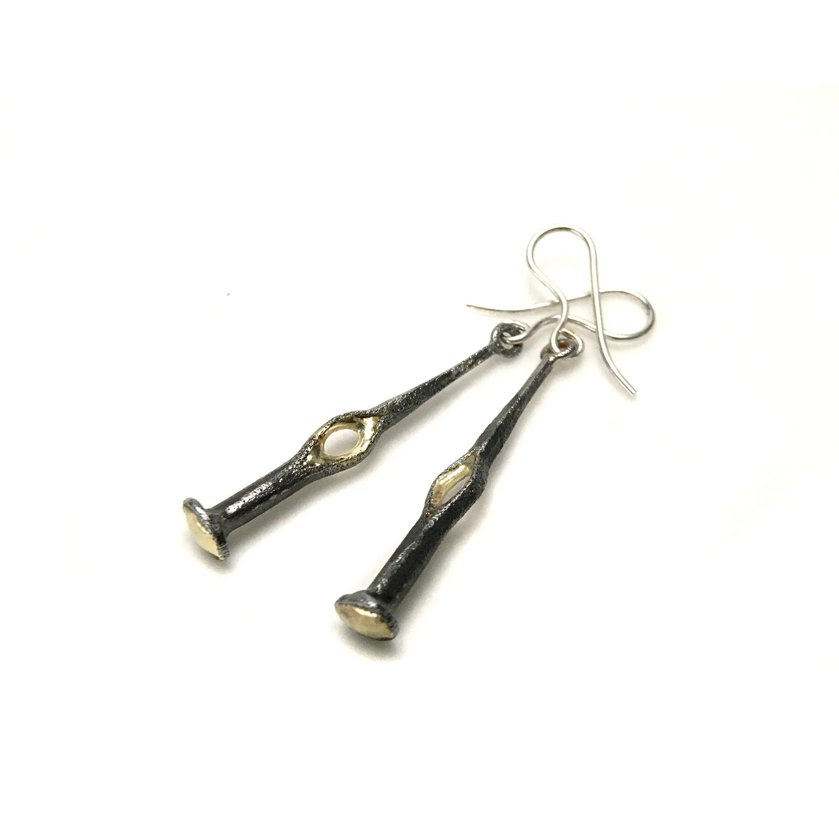 Slit and Drift Earrings with Oval Center