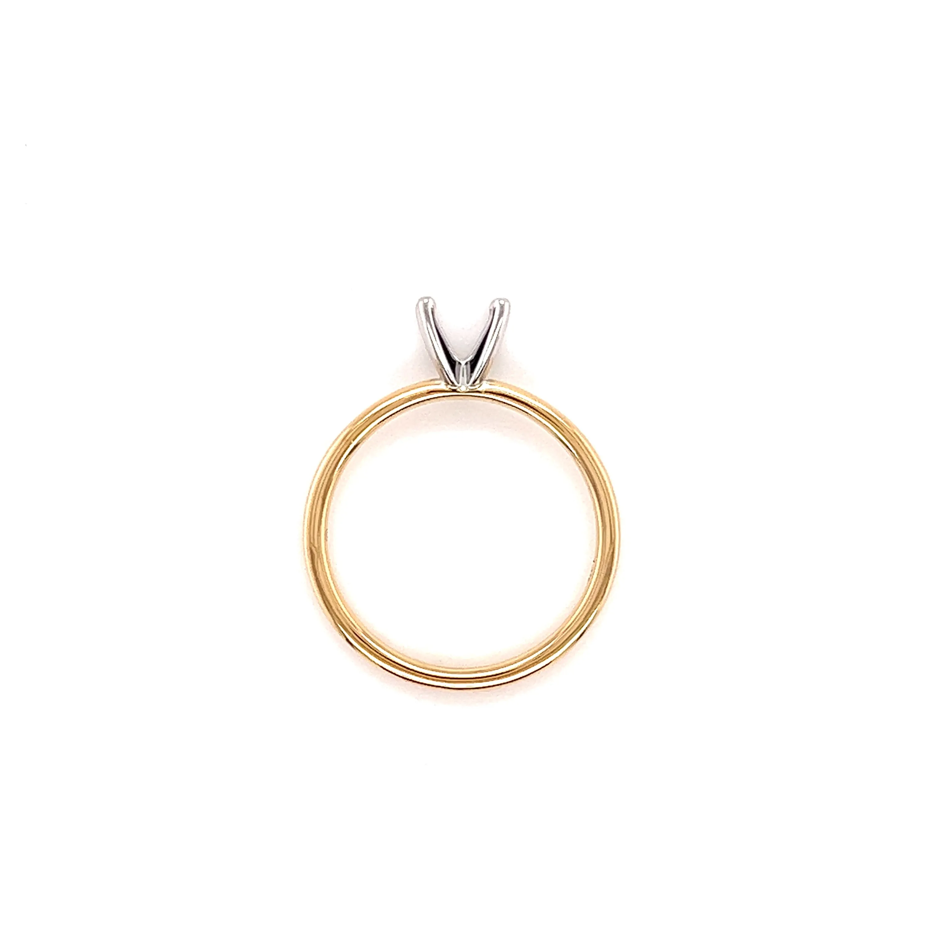 Solitaire Ring Setting with Four Prong Head in 14K Yellow Gold