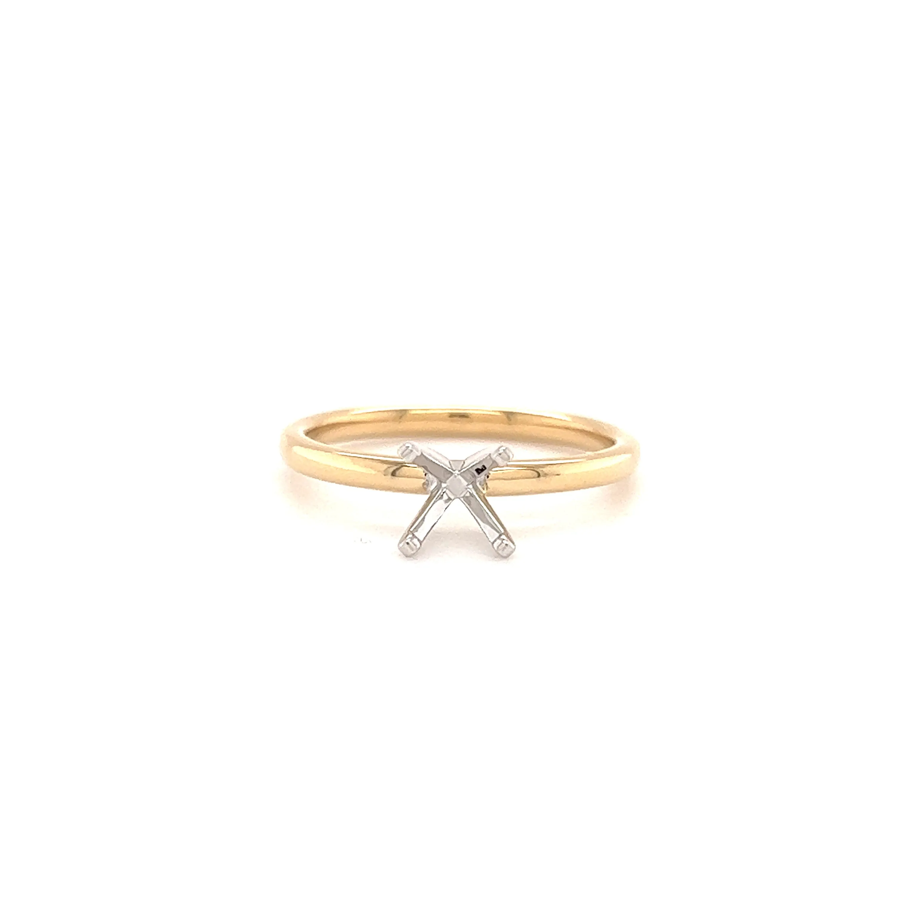 Solitaire Ring Setting with Four Prong Head in 14K Yellow Gold