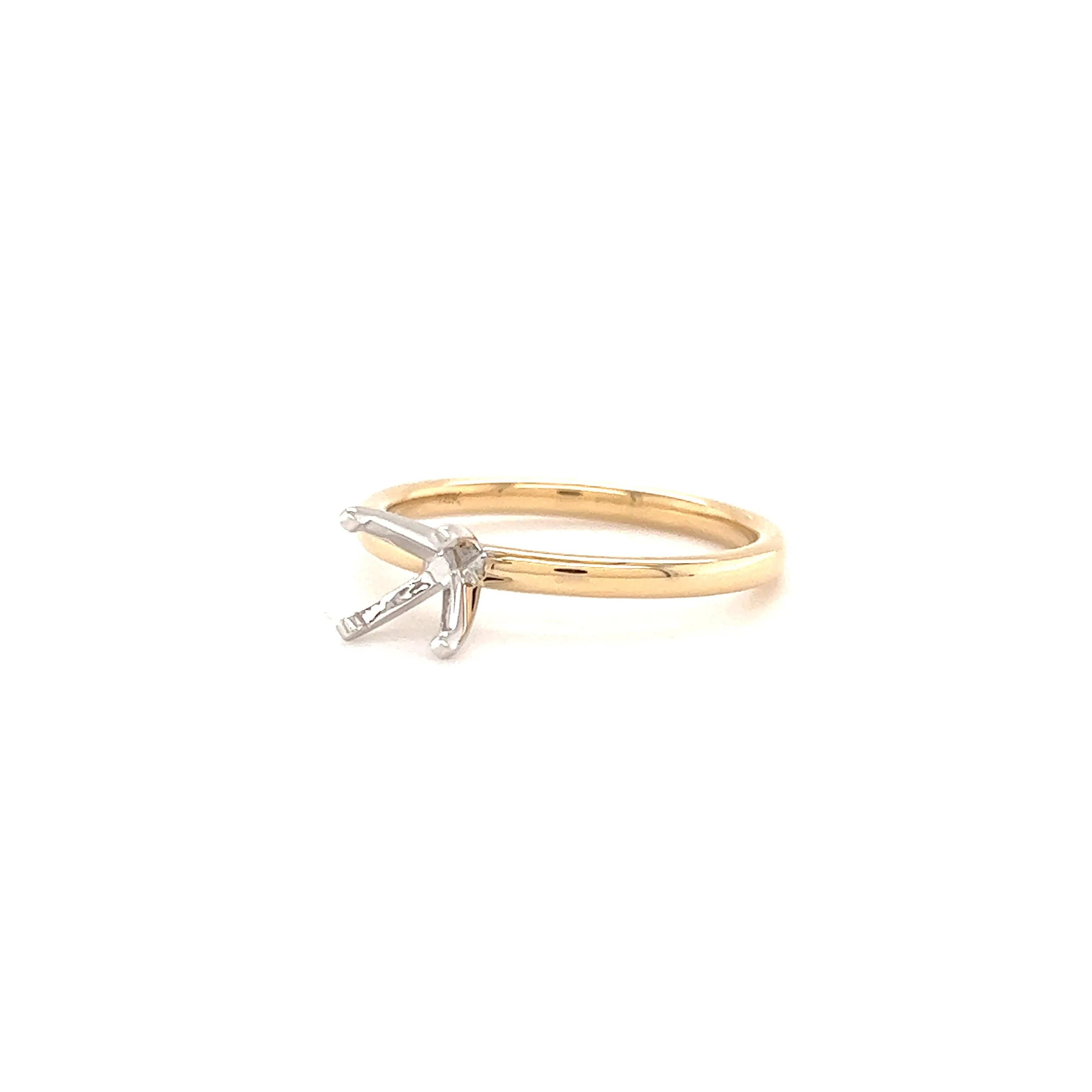 Solitaire Ring Setting with Four Prong Head in 14K Yellow Gold