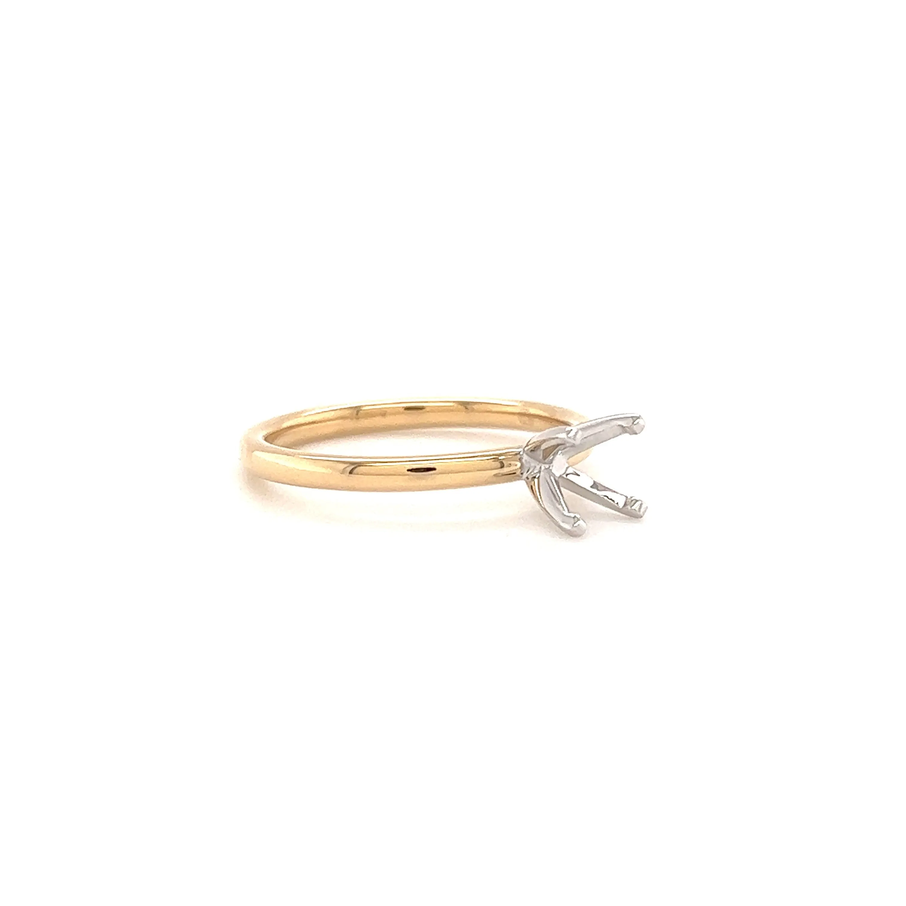 Solitaire Ring Setting with Four Prong Head in 14K Yellow Gold