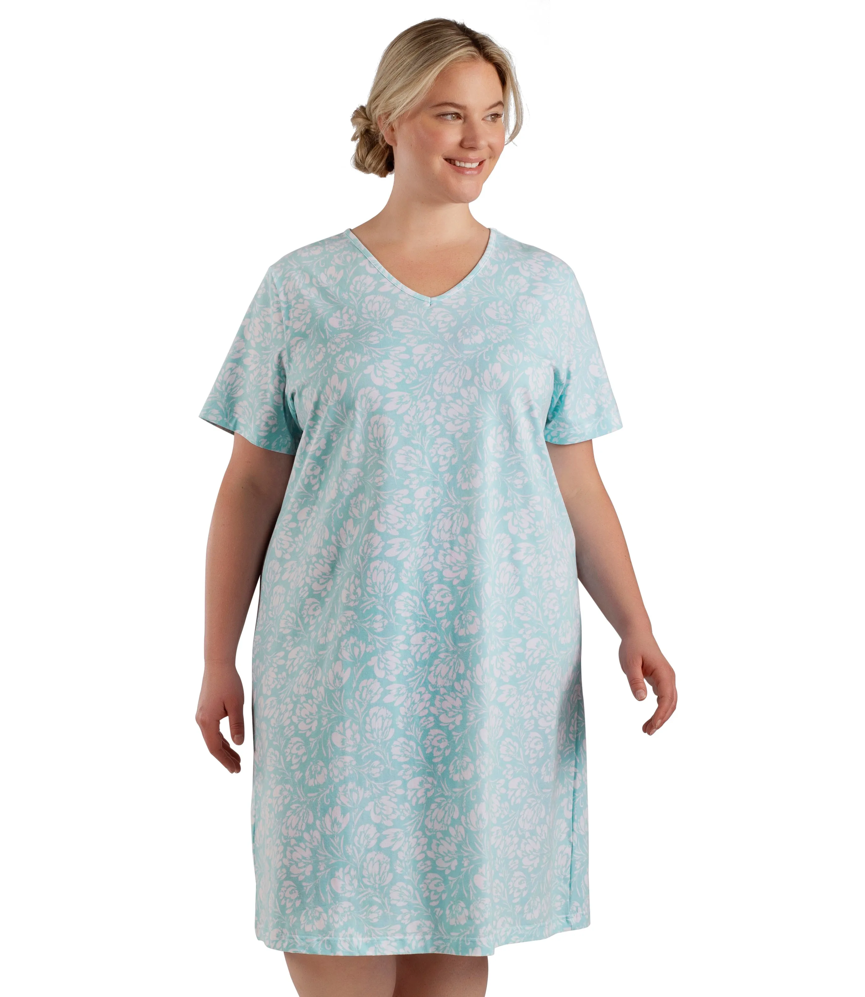 Stretch Naturals Lite Dress Spring Blue Floral Print - FINAL SALE