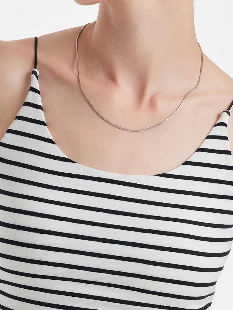 Striped Open Back Camisole With Detachable Bra Pads