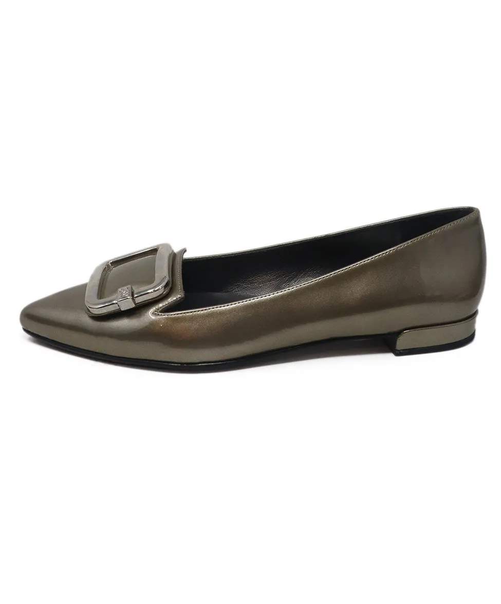 Stuart Weitzman Pewter Patent Leather Flats sz 7