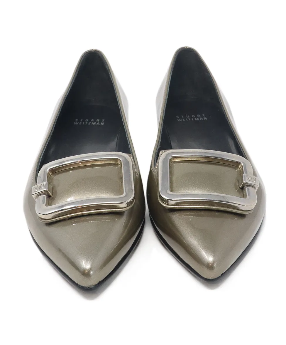 Stuart Weitzman Pewter Patent Leather Flats sz 7