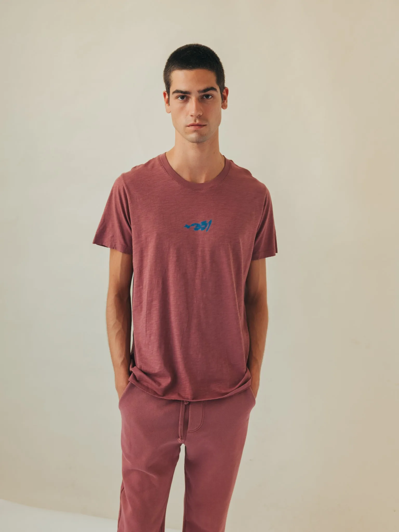 T-SHIRT GRAPHIC TWIST AUBERGINE & STEEL BLUE