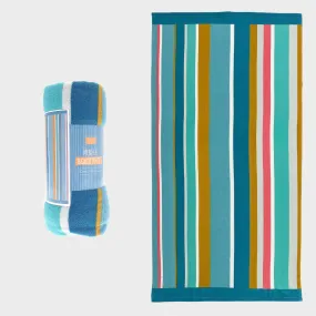 Teal Striped Beach Towel