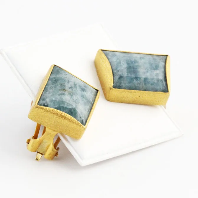 Thalassa Aurora  Aquamarine & Gold Earrings