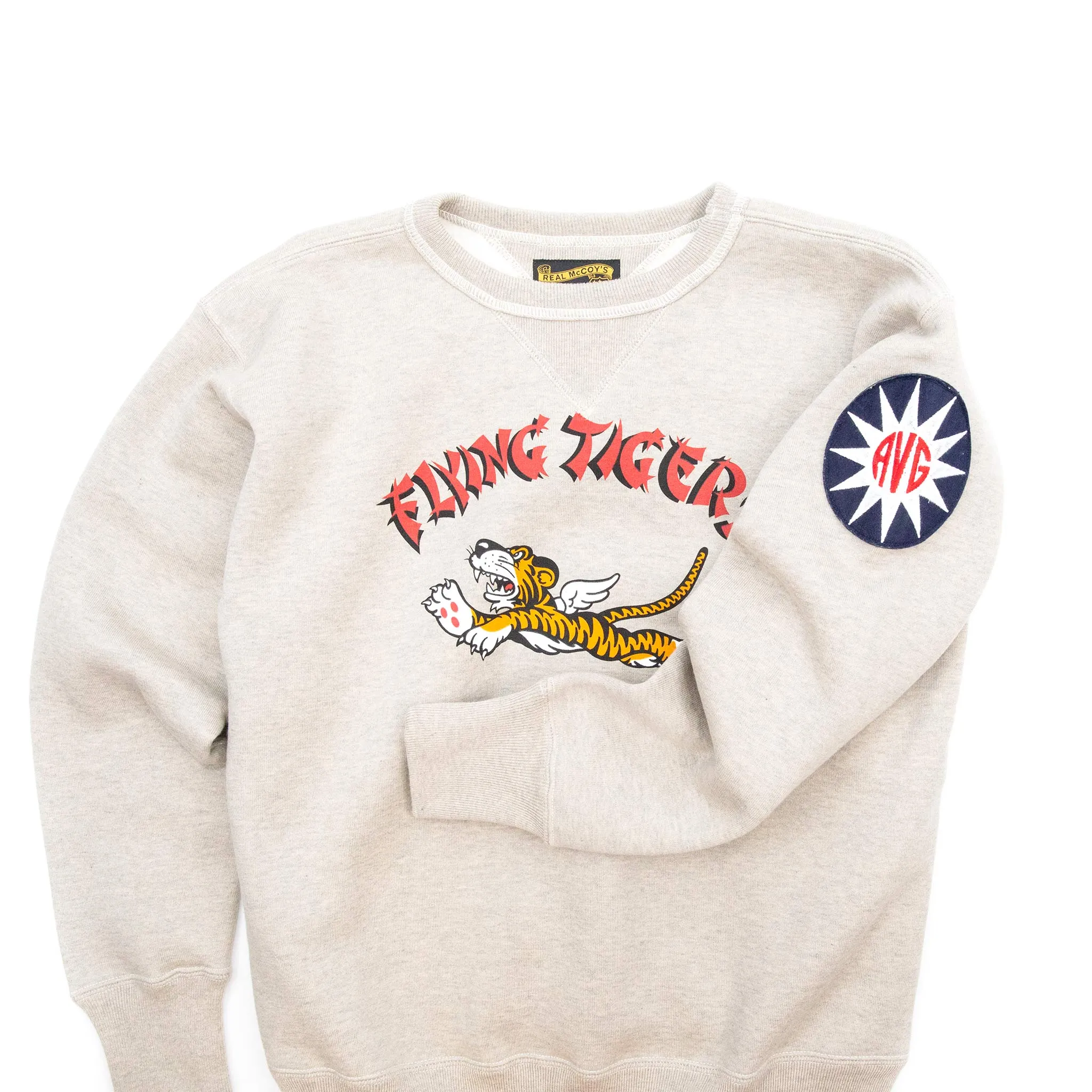 The Real McCoy's MC20103 Military Print Sweatshirt / Flying Tigers Oatmeal