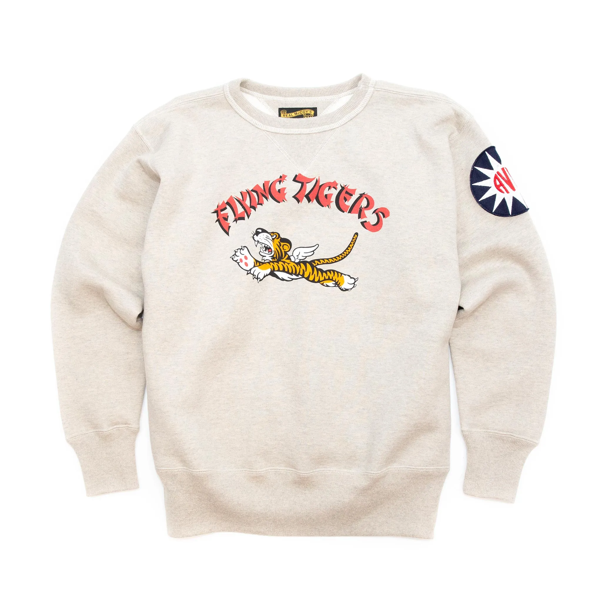 The Real McCoy's MC20103 Military Print Sweatshirt / Flying Tigers Oatmeal