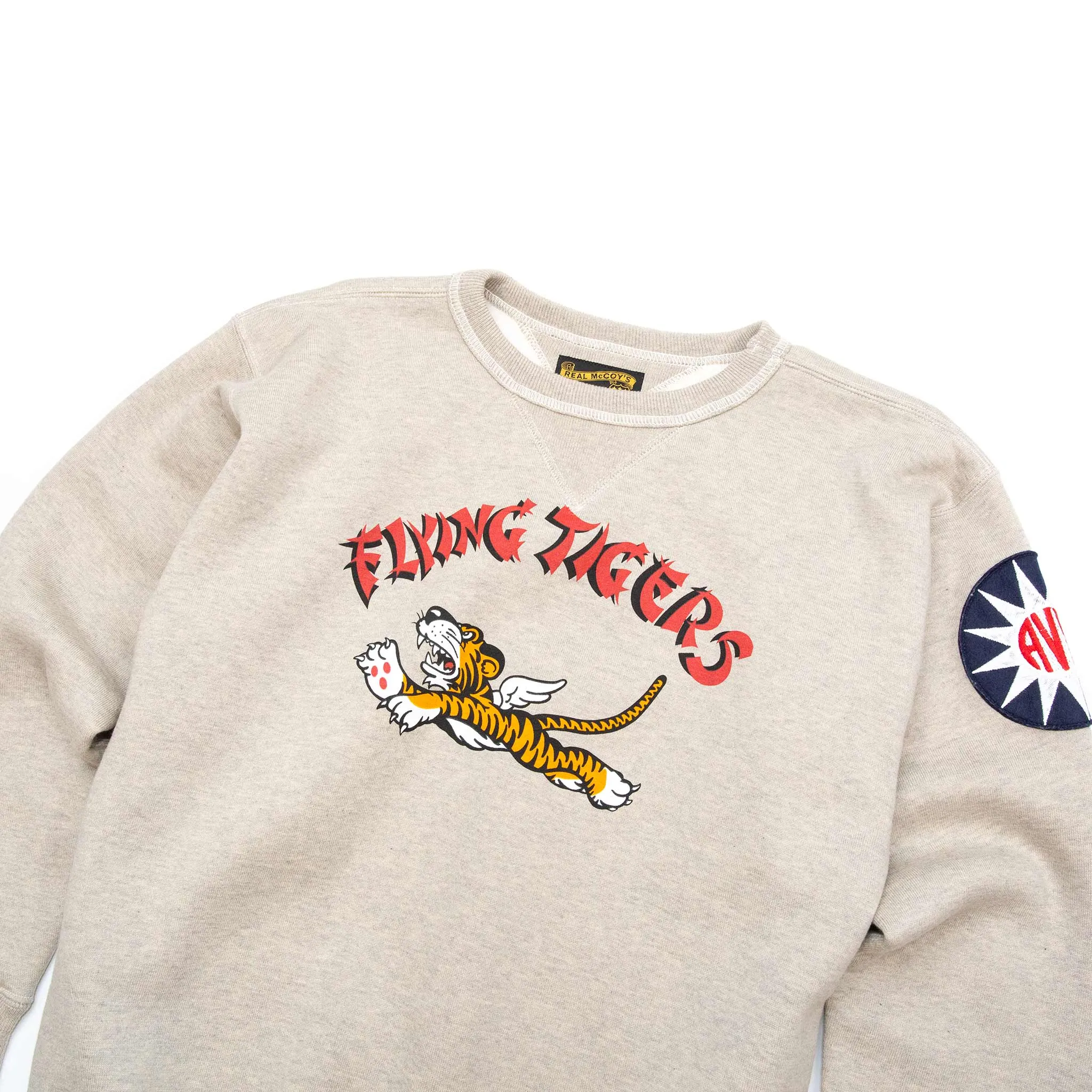 The Real McCoy's MC20103 Military Print Sweatshirt / Flying Tigers Oatmeal