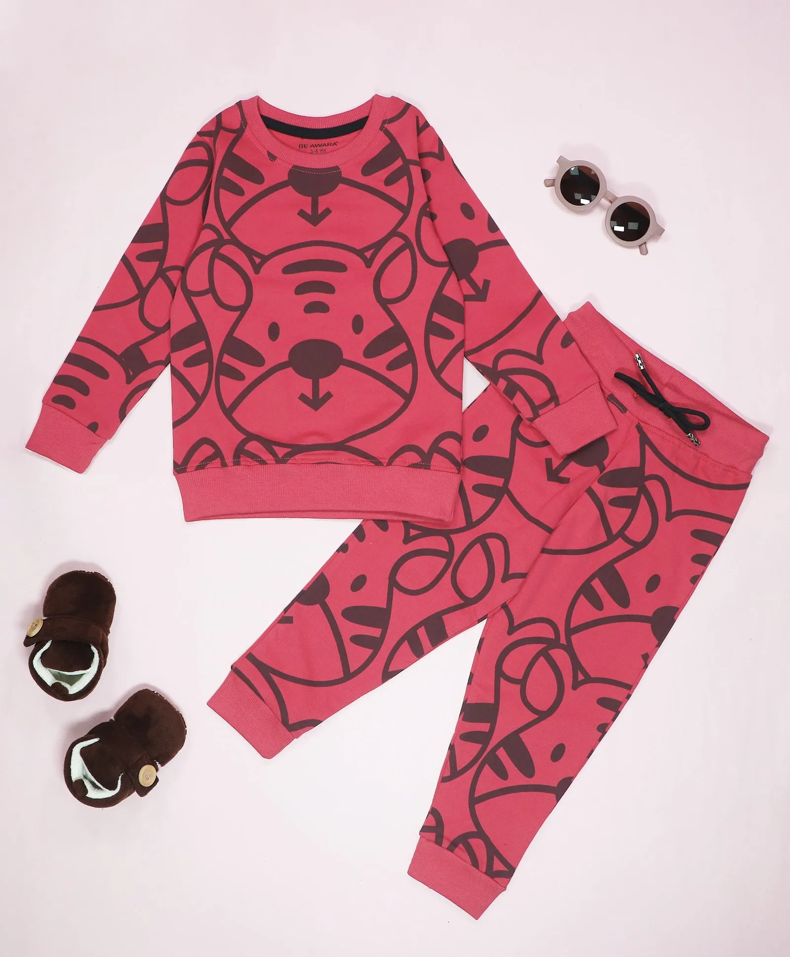 Tiger Print Kids Sweatshirt & Joggers Set