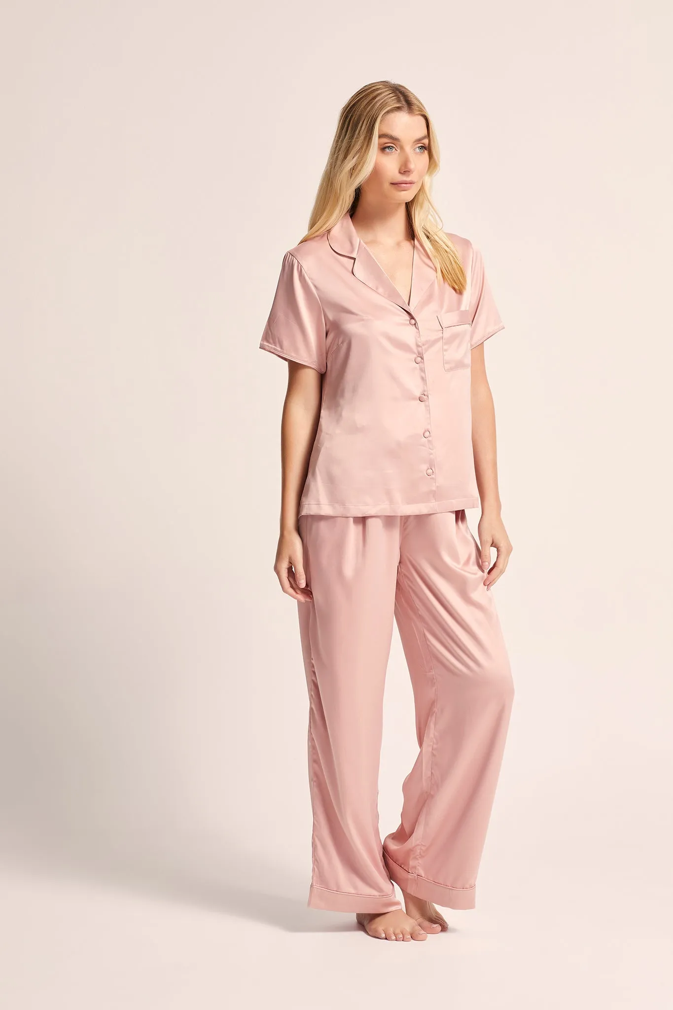 Toni Short Sleeve with Pants PJ Set - Dusty Rose