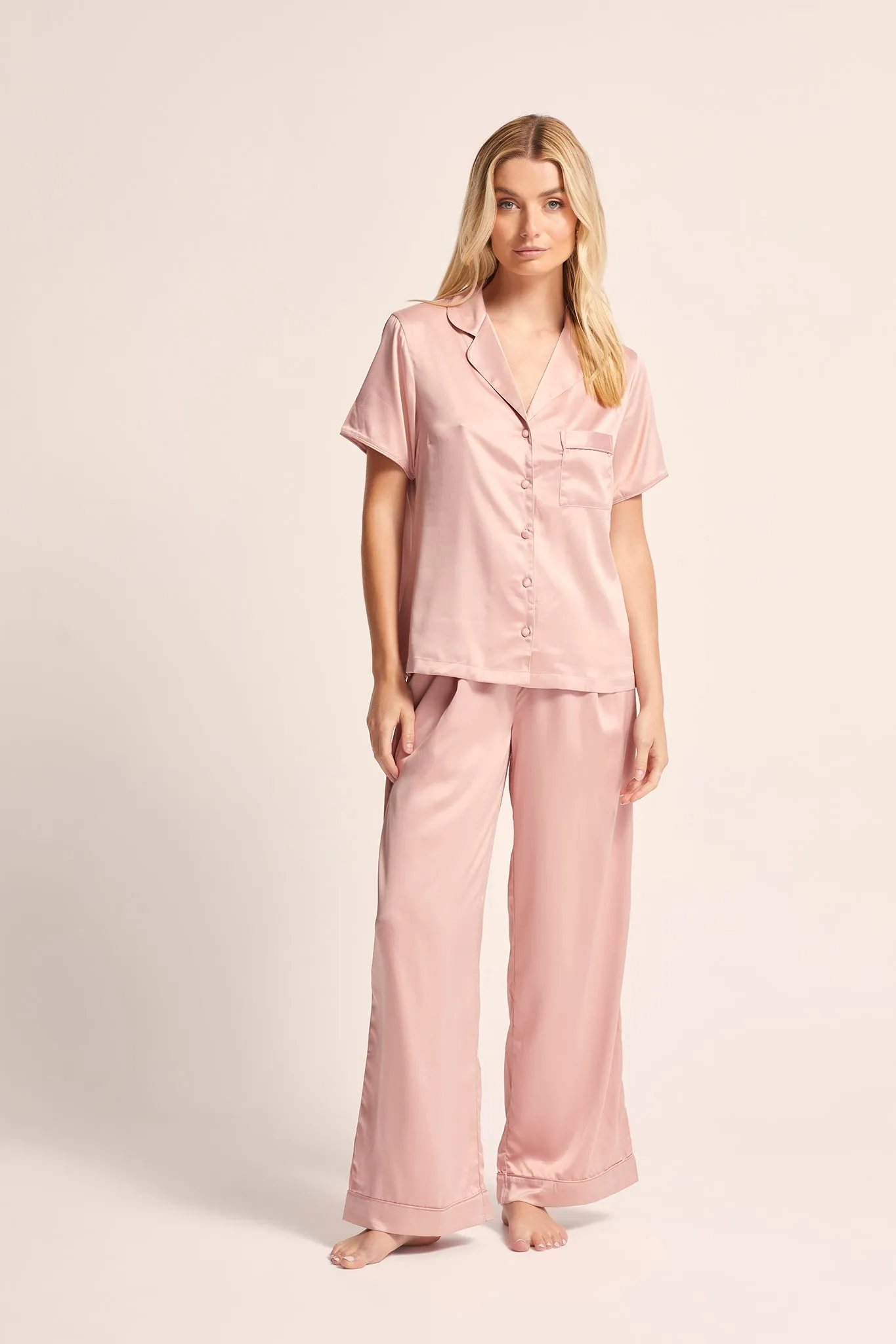 Toni Short Sleeve with Pants PJ Set - Dusty Rose