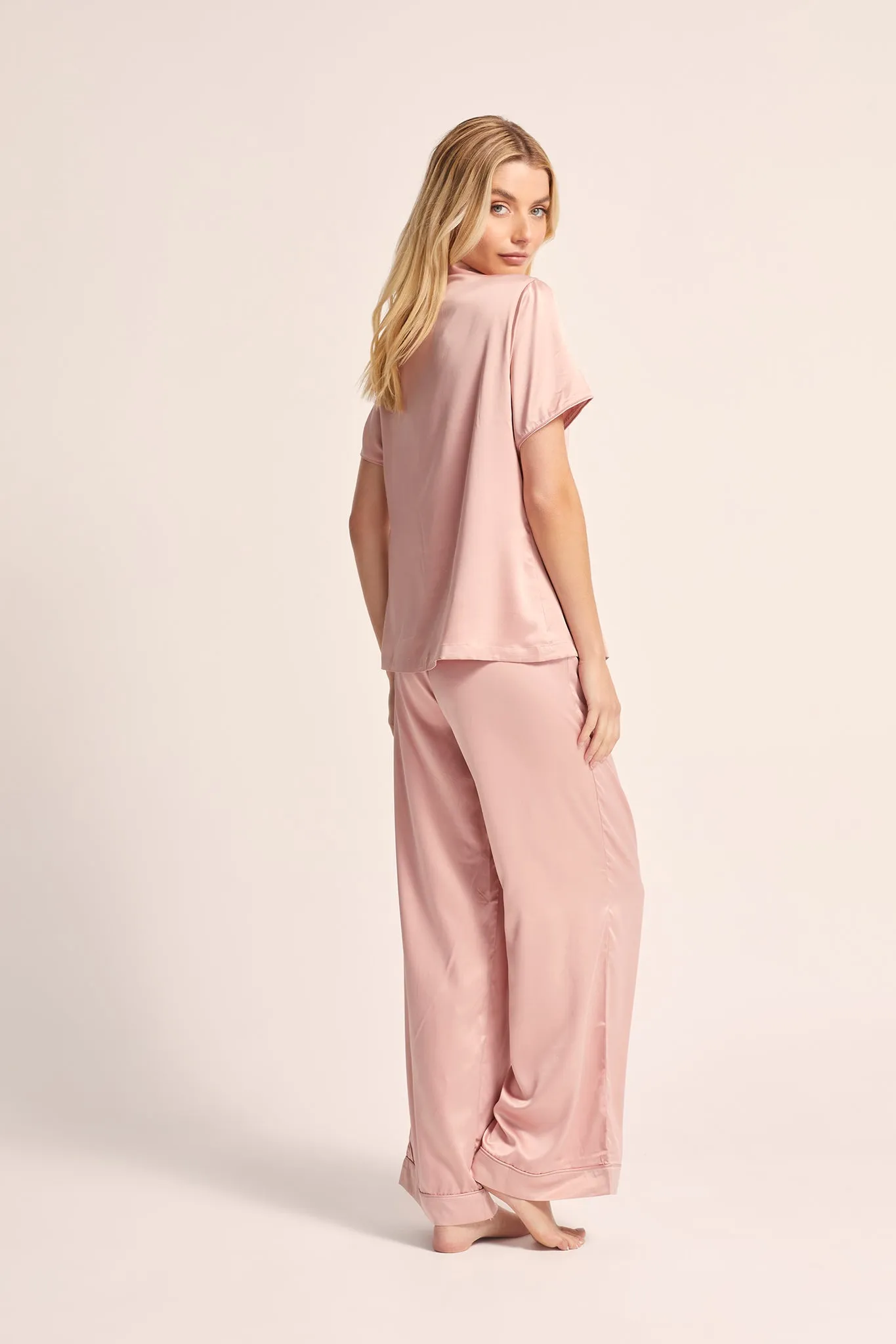 Toni Short Sleeve with Pants PJ Set - Dusty Rose