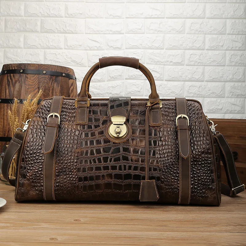 Travel Gifts Crazy Horse Leather Travel Bag Vintage Men Tote Duffle Bags Large Shoulder Duffel Bags