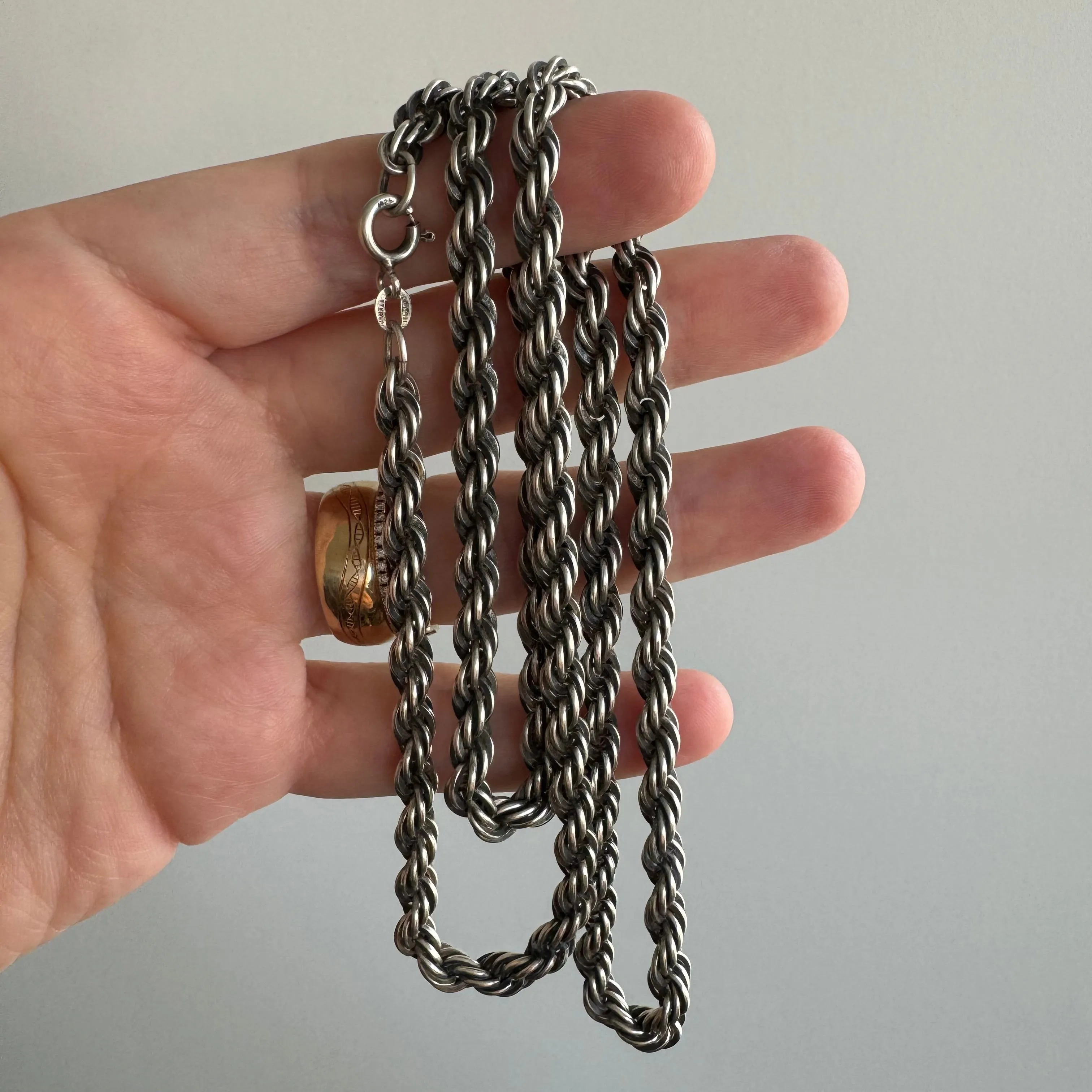 V I N T A G E // chunky rope / sterling silver 5mm rope chain / 24.5, 42g