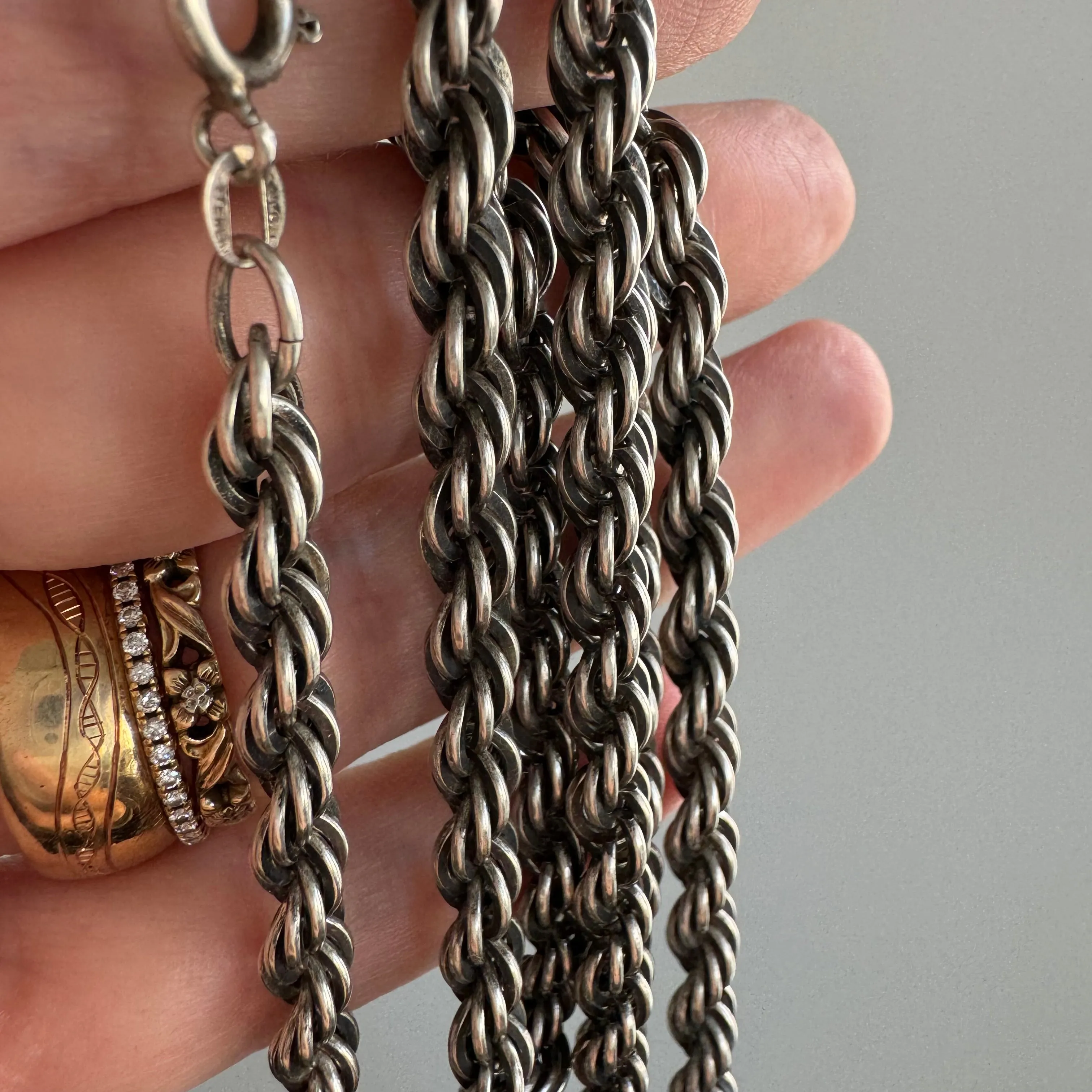 V I N T A G E // chunky rope / sterling silver 5mm rope chain / 24.5, 42g