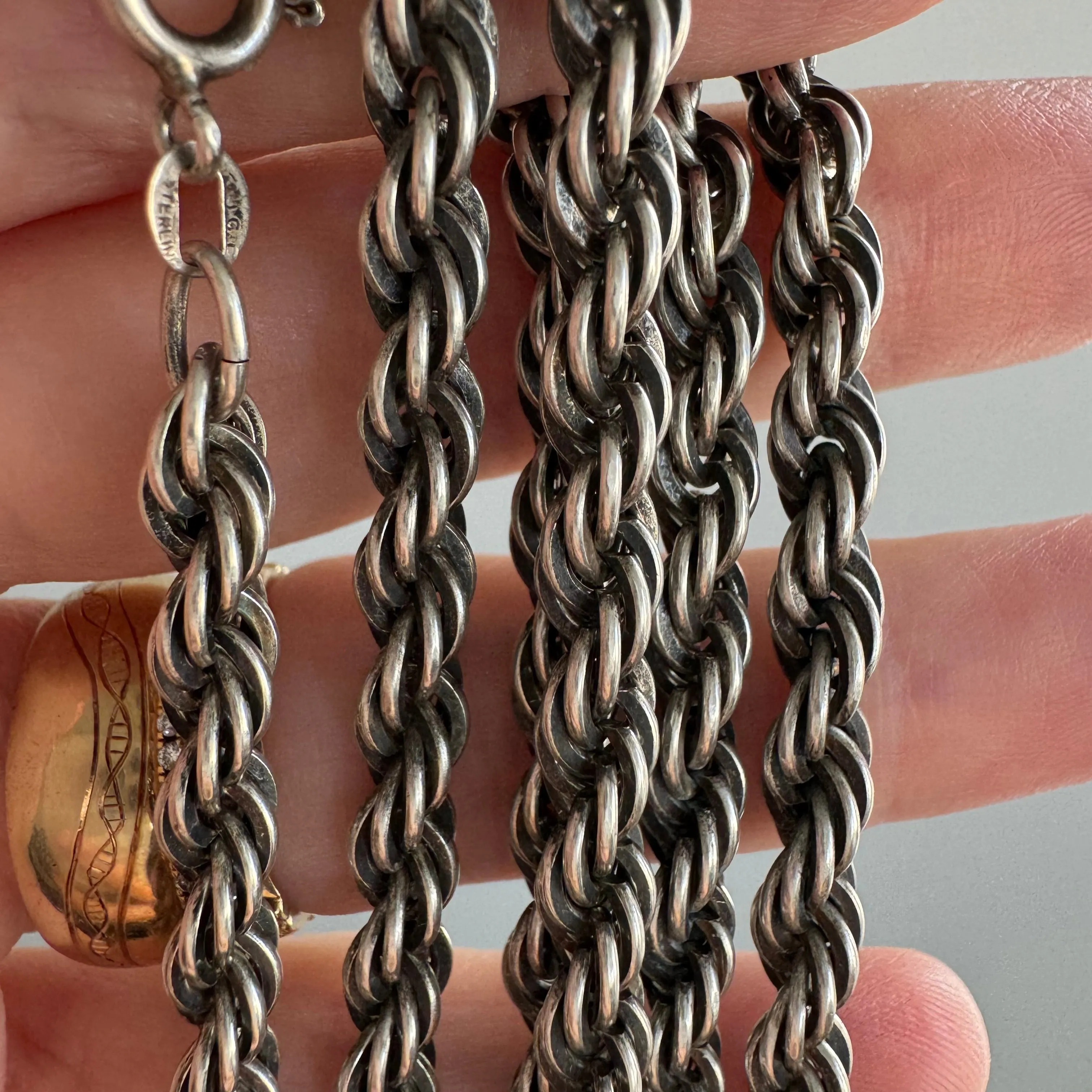 V I N T A G E // chunky rope / sterling silver 5mm rope chain / 24.5, 42g