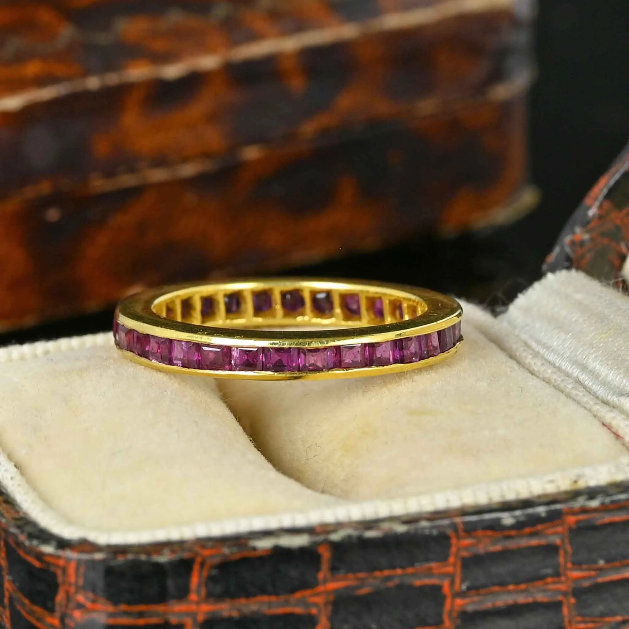 Vintage 18K Gold Ruby Eternity Band Ring