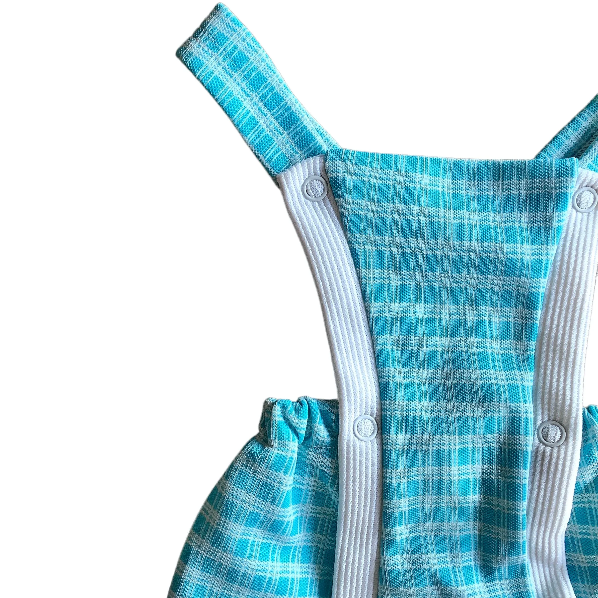 Vintage 1960s Blue / Check Romper / 9-12 Months