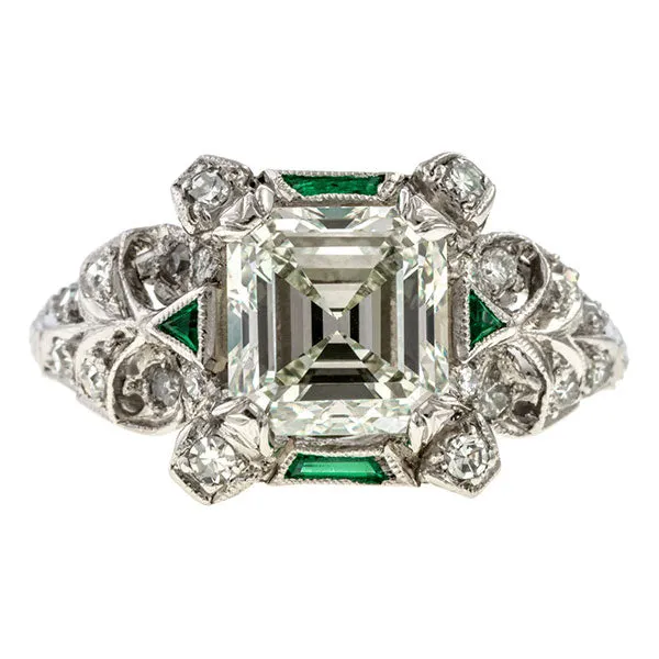 Vintage Engagement Ring, Asscher 2.01ct.