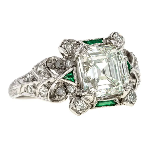 Vintage Engagement Ring, Asscher 2.01ct.