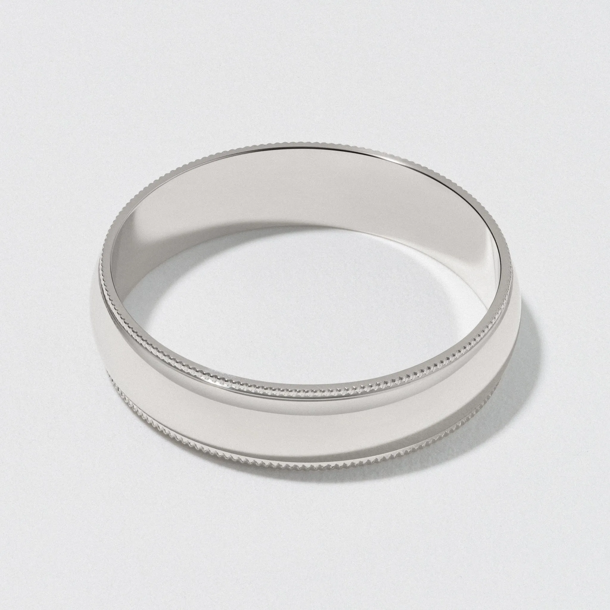 White Gold Classic Milgrain Wedding Band - Polished 5mm