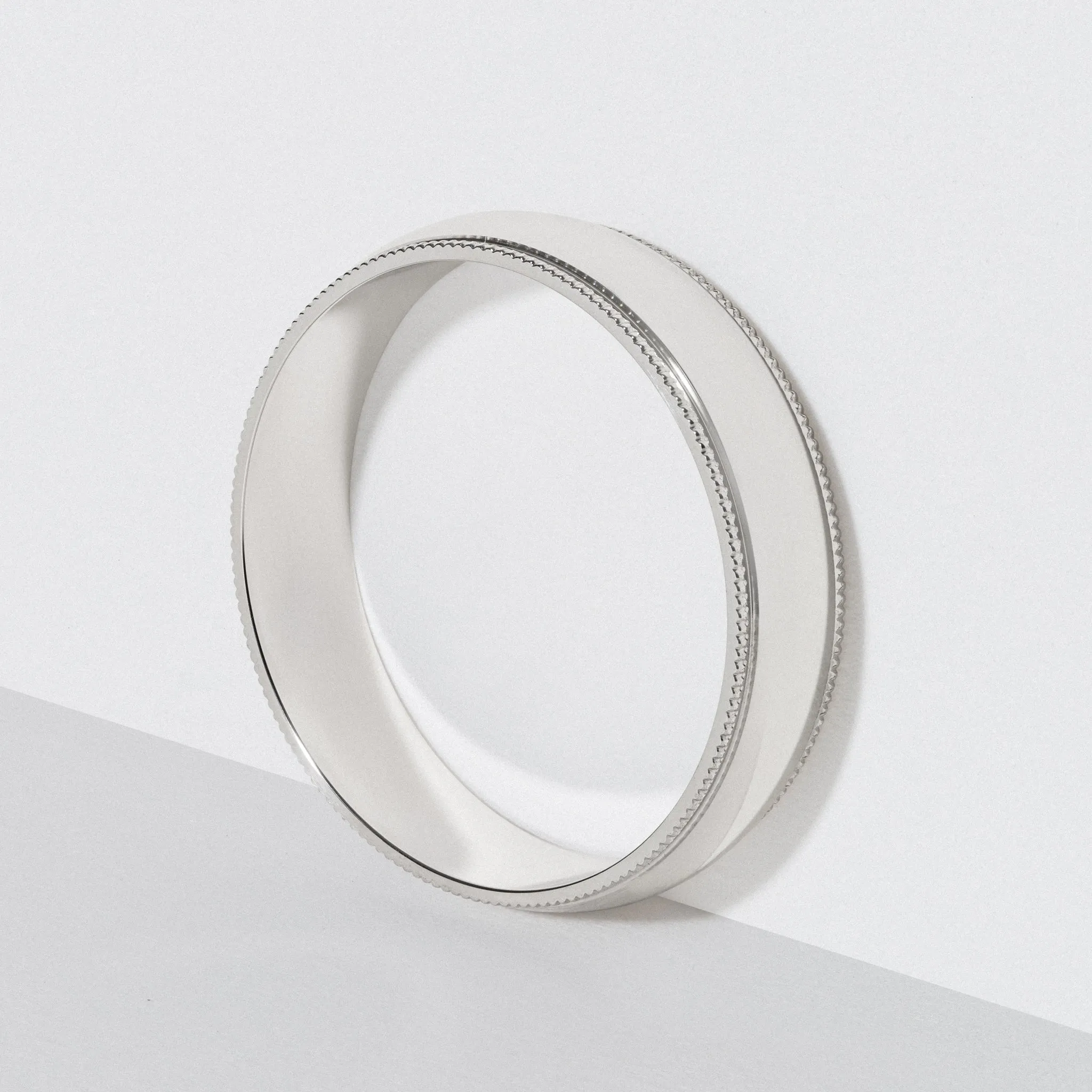 White Gold Classic Milgrain Wedding Band - Polished 5mm