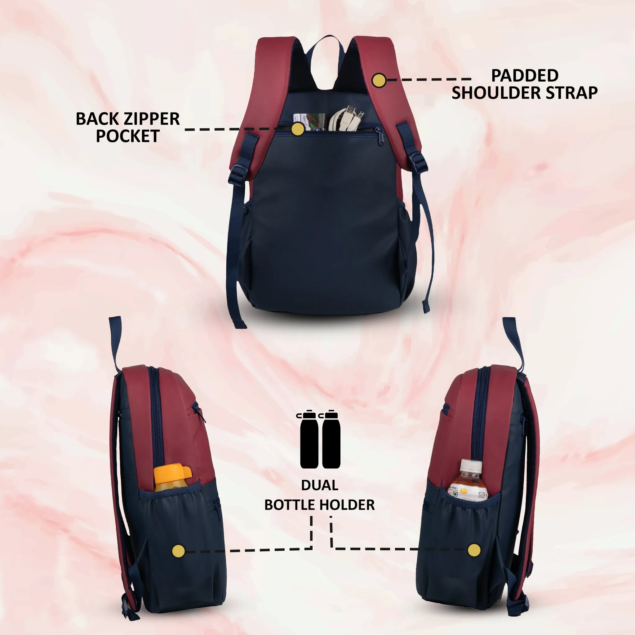 Zest 10L Maroon Navy Blue Backpack